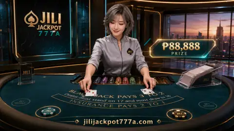 JILI777 live casino dealer making a visible table gesture during the active round